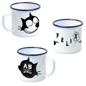 RARE Felix the Cat Scotch & Soda Enameled Metal Mug 3.5” Amsterdams Blauw 2017